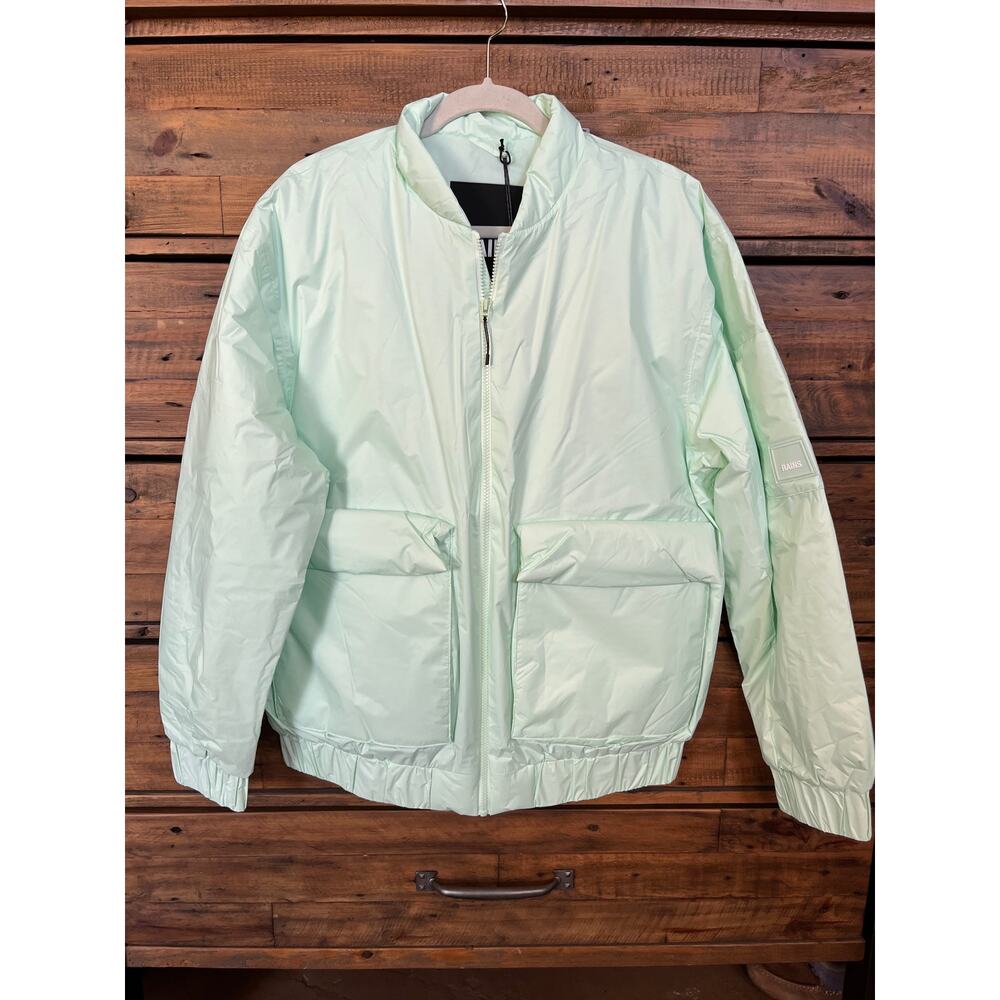 RAINS Fuse Bomber Jacket in Mineral color Size L Women's NWT